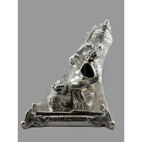 Load image into Gallery viewer, 999 Pure Silver Lord Ganesha Idol on Decorative Base
