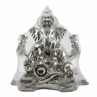 Load image into Gallery viewer, 999 Pure Silver Lord Ganesha Idol with Modak &amp; Ornate Crown – Ganpati Murti
