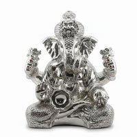 Load image into Gallery viewer, 999 Pure Silver Lord Ganesha Idol with Modak &amp; Ornate Crown
