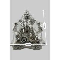 Load image into Gallery viewer, 999 Pure Silver Lord Ganesha Idol with Modak &amp; Ornate Crown – Ganpati Murti
