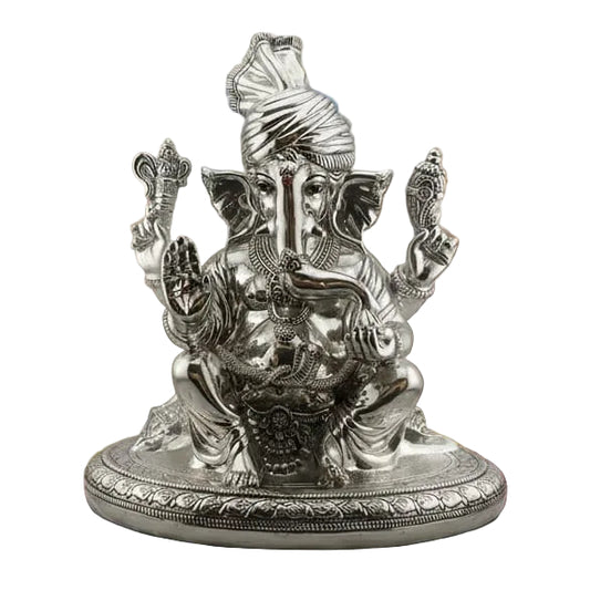 999 Pure Silver Lord Ganesha Idol with Turban Design –