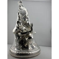 Load image into Gallery viewer, 999 Pure Silver Lord Ganesha Idol with Turban Design – Ganpati Murti
