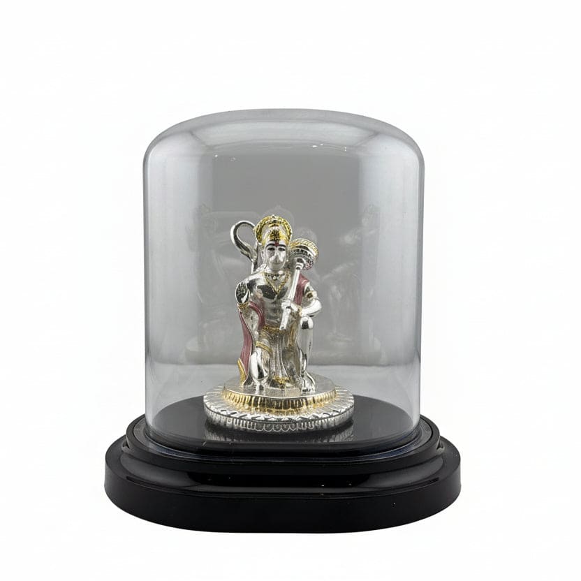 999 Pure Silver Lord Hanuman Idol in Protective Acrylic