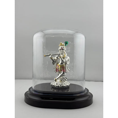 999 Pure Silver Lord Krishna with Flute Idol in Protective
