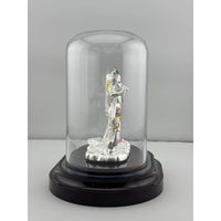Load image into Gallery viewer, 999 Pure Silver Radha Krishna Idol – Divine Couple Murti with Purple Details
