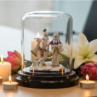 Load image into Gallery viewer, 999 Pure Silver Radha Krishna Idol – Divine Couple Murti with Purple Details
