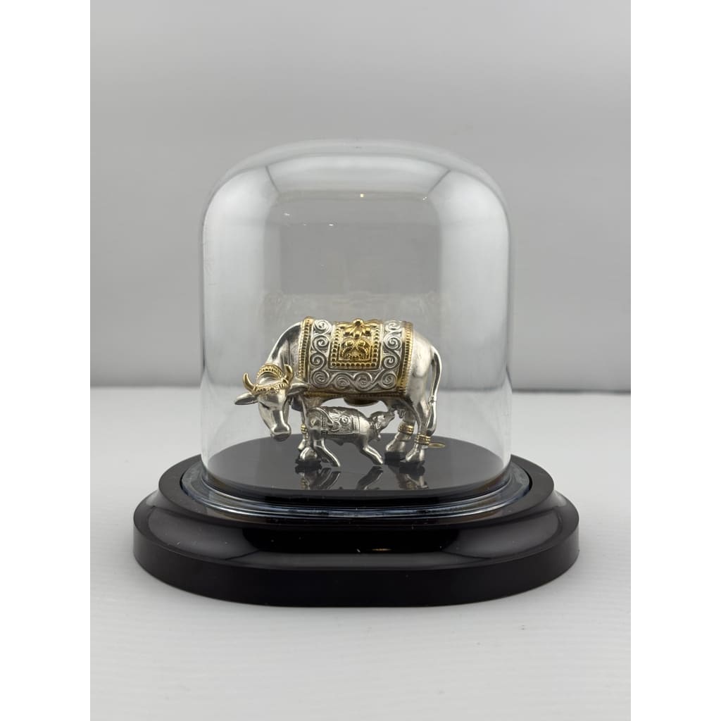 999 Pure Silver Sacred Cow Idol in Protective Acrylic Dome