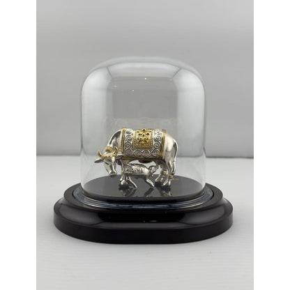 999 Pure Silver Sacred Cow Idol in Protective Acrylic Dome