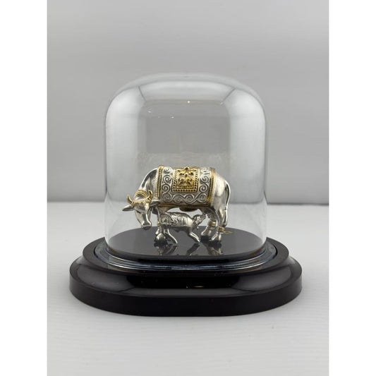 999 Pure Silver Sacred Cow Idol in Protective Acrylic Dome