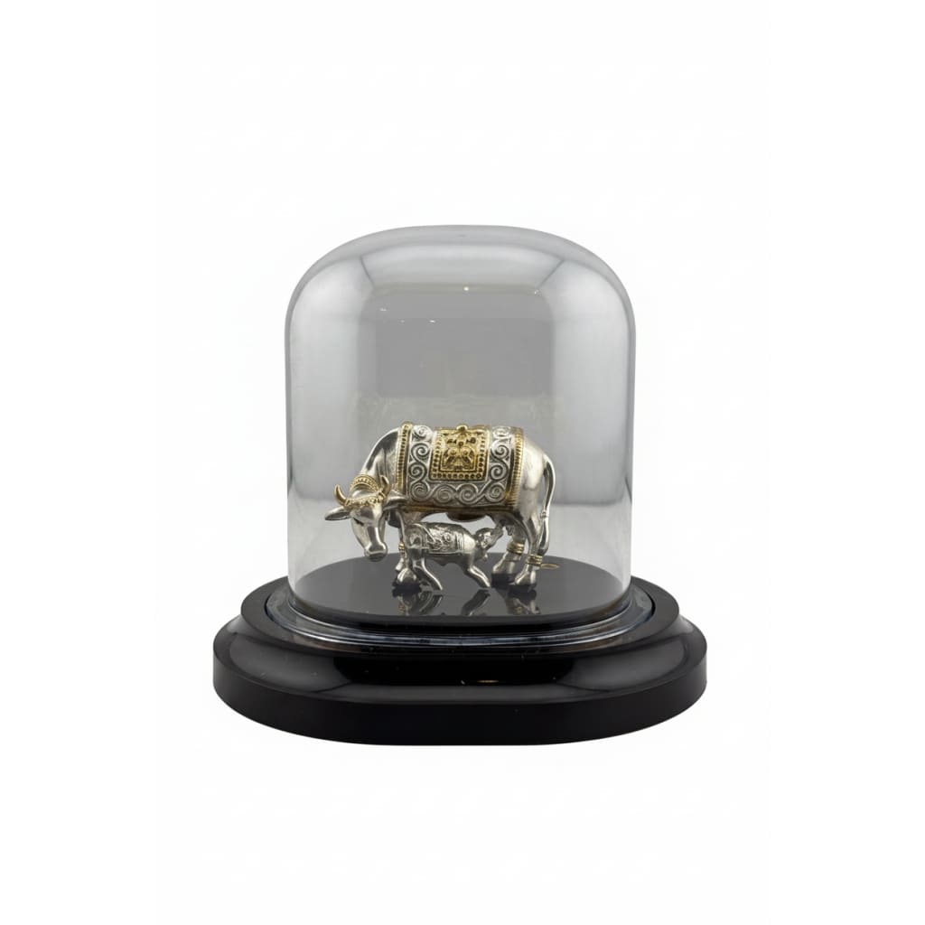 999 Pure Silver Sacred Cow Idol in Protective Acrylic Dome