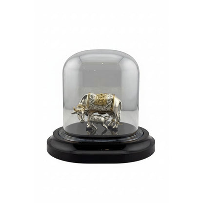 999 Pure Silver Sacred Cow Idol in Protective Acrylic Dome