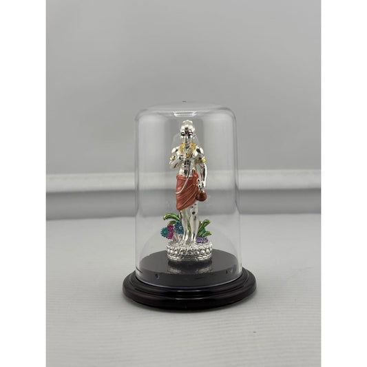 999 Pure Silver Swaminarayan Idol in Acrylic Dome