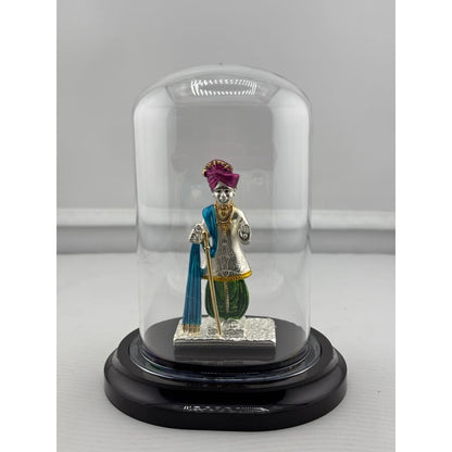 999 Pure Silver Swaminarayan Idol in Protective Acrylic