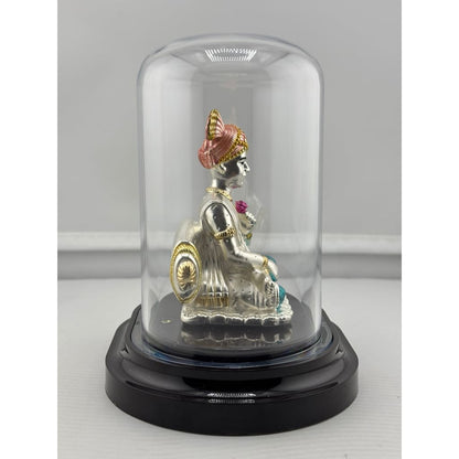 999 Pure Silver Swaminarayan Idol in Protective Acrylic