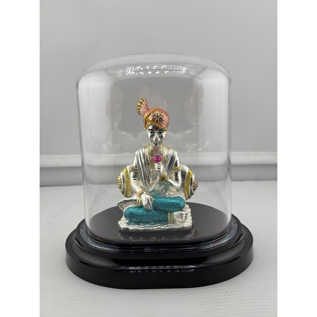 999 Pure Silver Swaminarayan Idol in Protective Acrylic