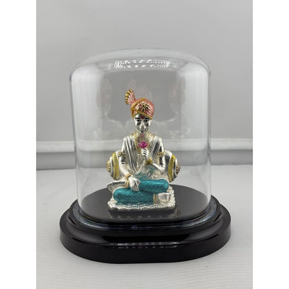 999 Pure Silver Swaminarayan Idol in Protective Acrylic