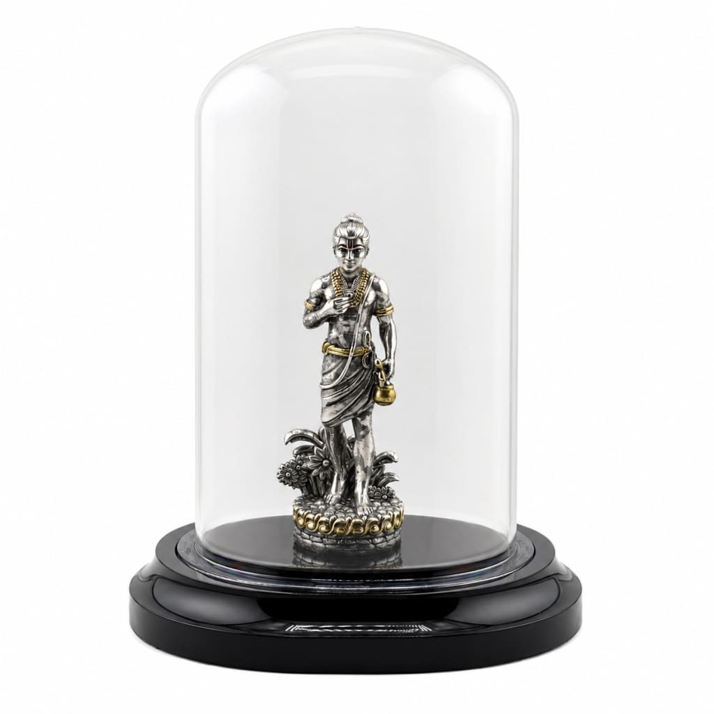 999 Pure Silver Swaminarayan Idol in Protective Acrylic