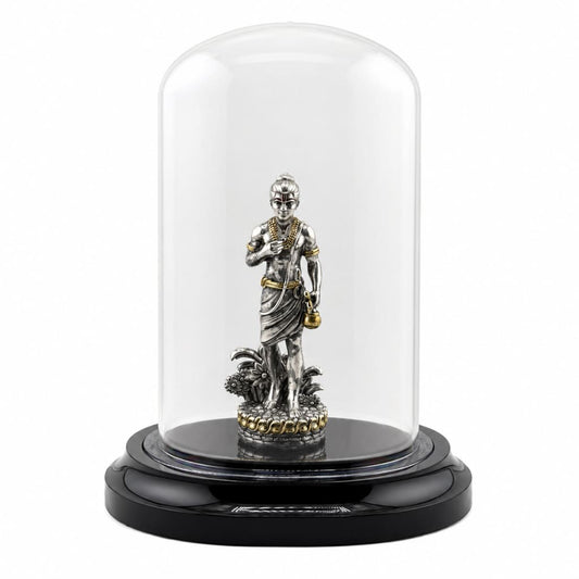 999 Pure Silver Swaminarayan Idol in Protective Acrylic