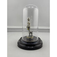 Load image into Gallery viewer, Swaminarayan silver idol in protective dome left view
