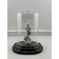 Load image into Gallery viewer, Swaminarayan silver idol in protective dome front view
