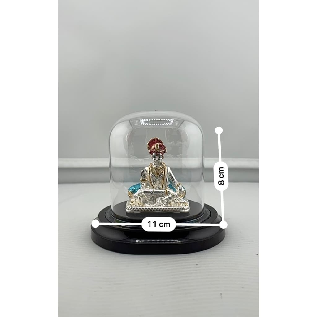 999 Pure Silver Swaminarayan Idol in Protective Dome 15G