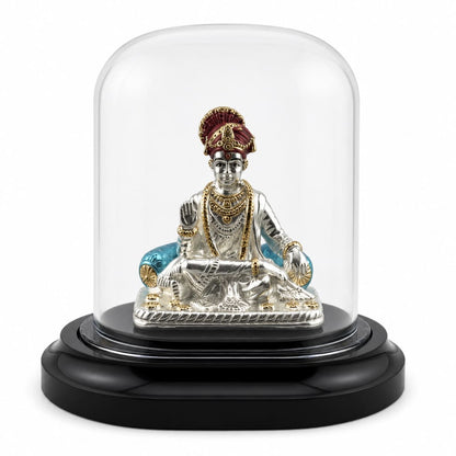 999 Pure Silver Swaminarayan Idol in Protective Dome 15G