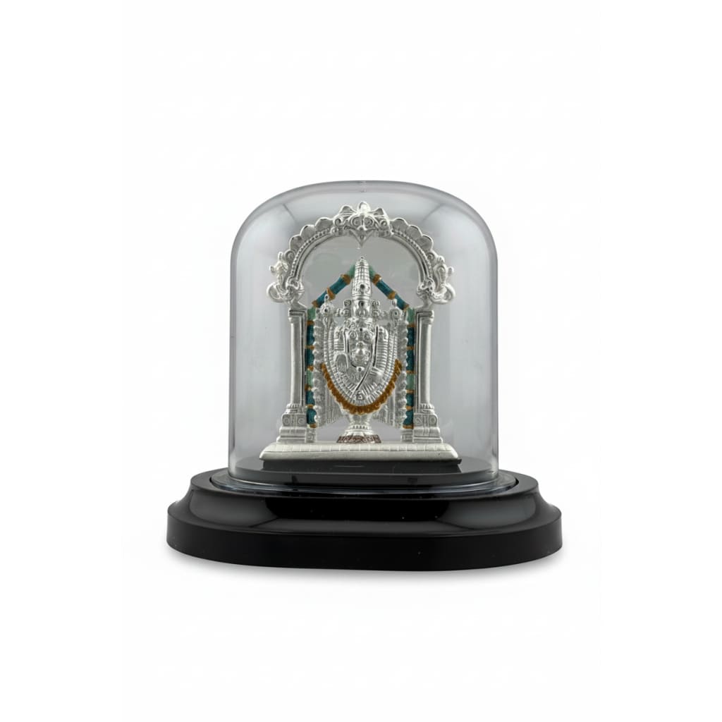 999 Pure Silver Tirupati Balaji Idol in Protective Acrylic