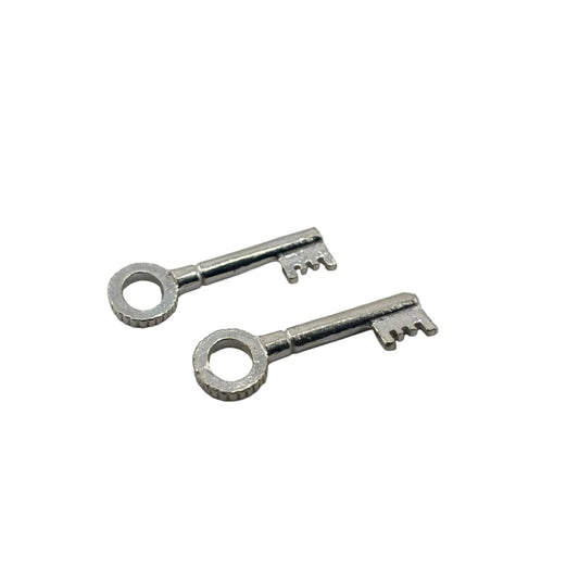 Silver Vintage Key Charm Set of 2 – Decorative Skeleton