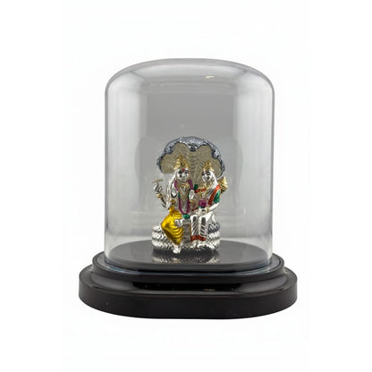 999 Pure Silver Vishnu & Lakshmi Idol in Protective Acrylic