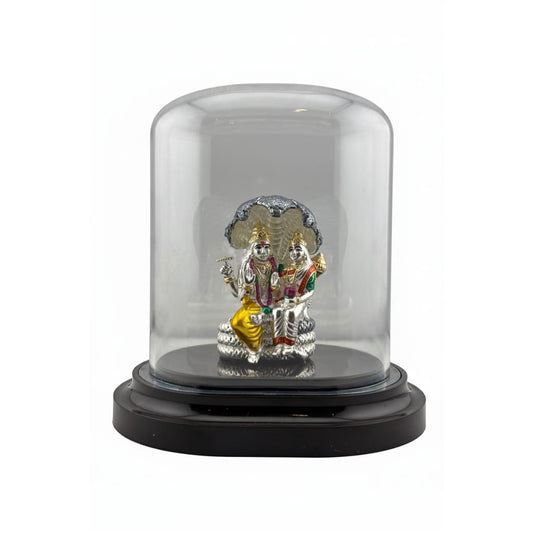 999 Pure Silver Vishnu & Lakshmi Idol in Protective Acrylic
