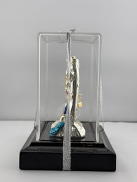 Load image into Gallery viewer, 999 Pure Silver Radha Krishna on Swing Idol 56gm in Protective Acrylic Dome – Divine Couple Murti for Mandir
