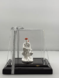 Load image into Gallery viewer, 999 Pure Silver Sai Baba Idol 9gm in Protective Acrylic Dome – Divine Shirdi Sai Murti for Temple &amp; Gifting
