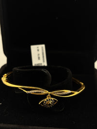 Load image into Gallery viewer, 925 Sterling Silver Gold Plated Evil Eye Charm Open Bangle Bracelet

