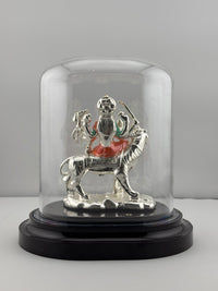 Load image into Gallery viewer, 999 Pure Silver Ambemata Idol in Protective Acrylic Dome 53.21 gm – Divine Amba Murti for Navratri &amp; Home Mandir
