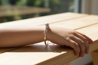 Load image into Gallery viewer, Kids Ball End Silver Kada – 925 Sterling Silver Baby Kada Bracelet with Designer Caps
