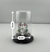 Load image into Gallery viewer, Lakshmi Ji on Sinhasan 99.9% Pure Silver Idol(7 g) in Acrylic Dome
