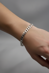 Load image into Gallery viewer, Silver Japanese Angular Curb Link Bracelet 925 – Angular Flat Chain | 10mm
