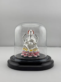 Load image into Gallery viewer, 999 Pure Silver Ganesha Idol in Protective Acrylic Dome – Ganpati Murti for Home Mandir, Pooja &amp; Gifting/30G
