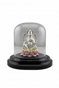 Load image into Gallery viewer, 999 Pure Silver Ganesha Idol in Protective Acrylic Dome – Ganpati Murti for Home Mandir, Pooja &amp; Gifting/30G
