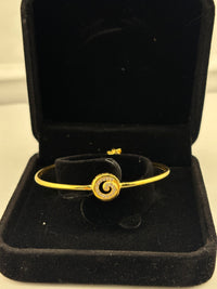 Load image into Gallery viewer, 925 Sterling Silver Gold Plated Spiral CZ Open Bangle Bracelet
