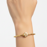 Load image into Gallery viewer, 925 Sterling Silver Gold Plated Spiral CZ Open Bangle Bracelet
