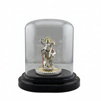 Load image into Gallery viewer, 999 Pure Silver Lord Hanuman Idol in Protective Acrylic Dome 33.31 gm  – Divine Bajrangbali Murti for Temple &amp; Pooja

