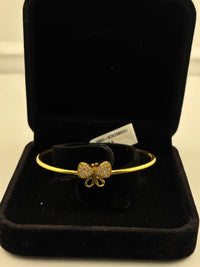 Load image into Gallery viewer, 925 Sterling Silver Gold Plated Butterfly CZ Open Bangle Bracelet
