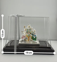 Load image into Gallery viewer, 999 Silver Shiva Parivar Murti with Acrylic Dome (80gm) – Divine Family Idol for Pooja &amp; Prosperity Blessings
