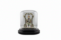 Load image into Gallery viewer, 999 Pure Silver Balaji Idol in Protective Acrylic Dome – Lord Venkateswara Murti with Purple Details for Pooja 51G
