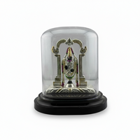 Load image into Gallery viewer, 999 Pure Silver Balaji Idol in Protective Acrylic Dome – Lord Venkateswara Murti with Purple Details for Pooja 51G

