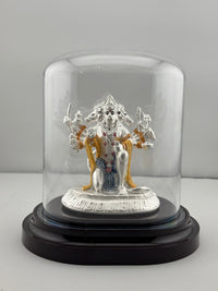 Load image into Gallery viewer, 999 Pure Silver Pancha Mukhi Hanuman Idol in Protective Acrylic Dome – Five-Faced Murti for Temple &amp; Home Mandir 58G
