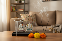 Load image into Gallery viewer, 999 Pure Silver Ganesha &amp; Lakshmi Idol 93gm – Divine Prosperity Murti for Home Mandir

