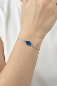 Load image into Gallery viewer, 925 Sterling Silver Blue Evil Eye Chain Bracelet | 4g

