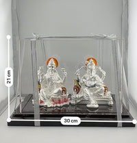 Load image into Gallery viewer, 999 Pure Silver Ganesha &amp; Lakshmi Idol 300gm – Prosperity Murti for Diwali &amp; Temple Décor

